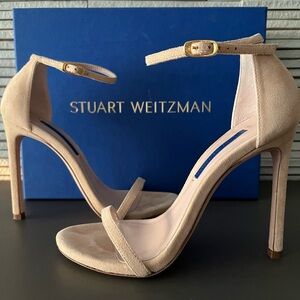 Stuart Weitzman Nudist Sandal Adobe Beige Suede size 6